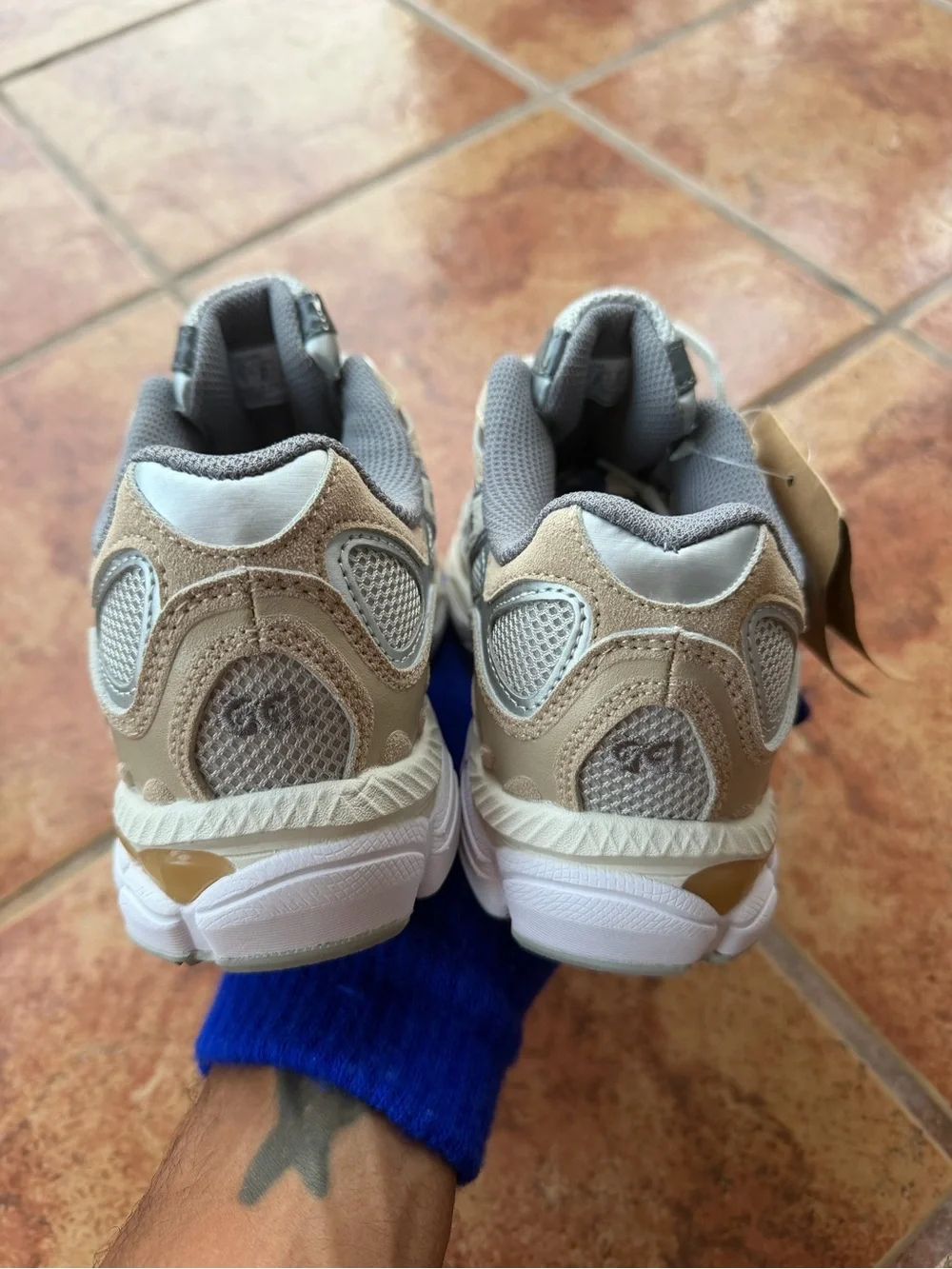 Asics Beige Gray White Men's Running Sneakers